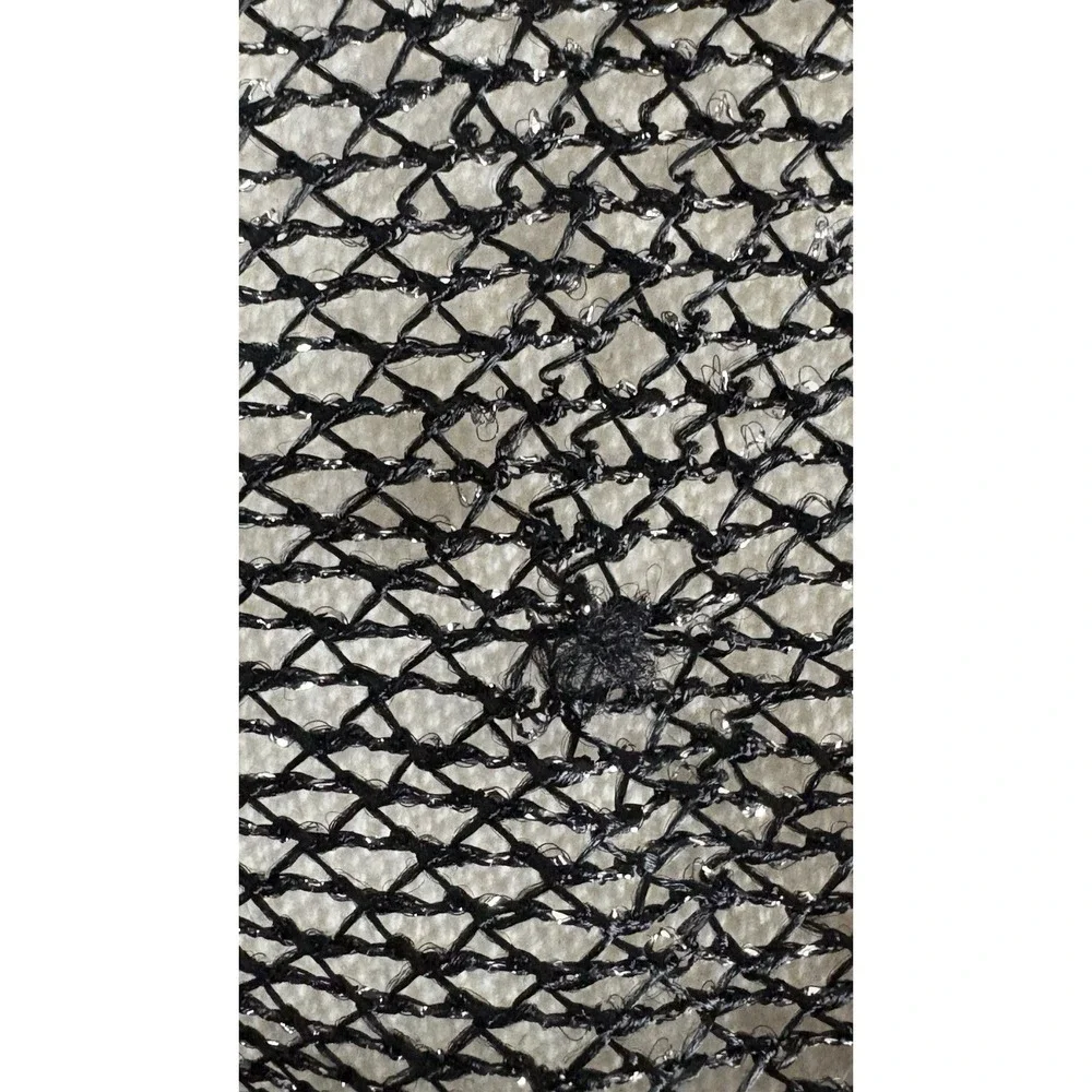 Paisley Black Metallic Shawl With Fringe Sheer Sparkle Witchy Boho Festival OS